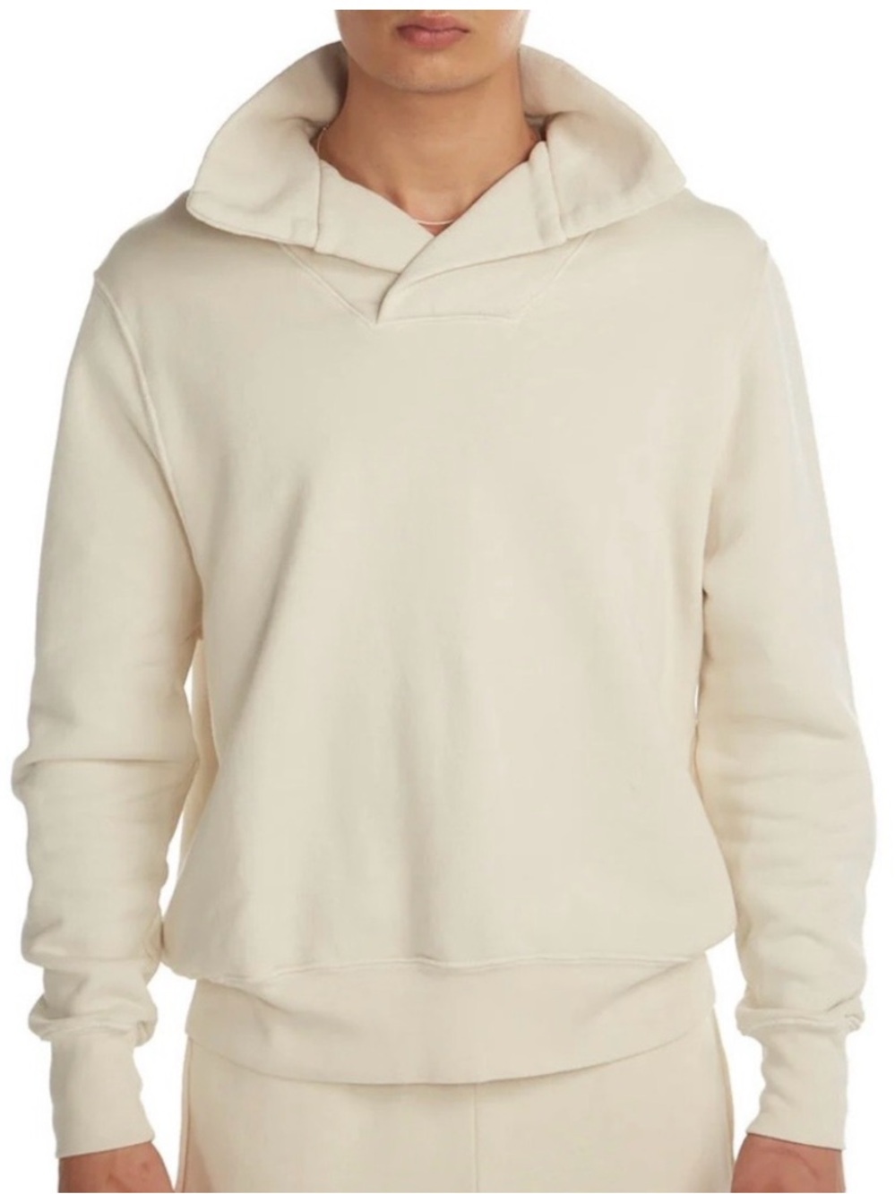 Les Tien Ivory Heavyweight Yacht Pullover Collared Fleece Sweatshirt xsmall